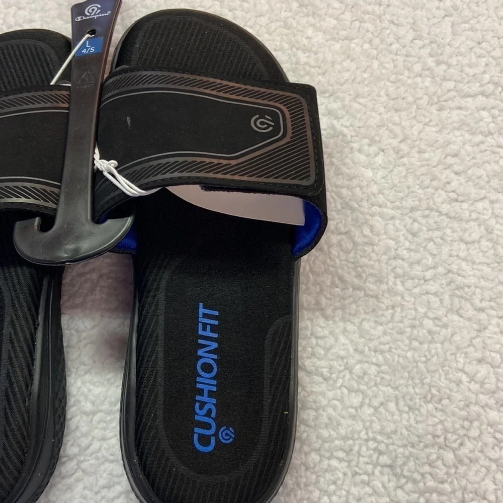 Champion Cushion Fit Franco Boy’s Black  Slide Size L (4/5) NWT - Picture 2 of 10